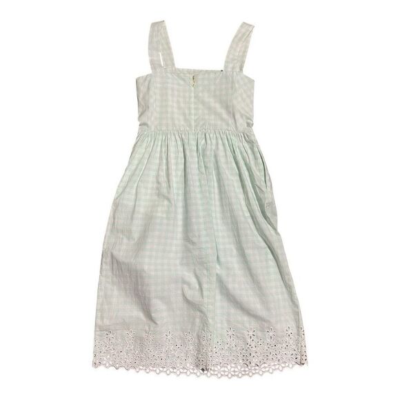 Draper James Size 2 Embroidered Eyelet Hem Gingham Dress Preppy Classic Sundress - Picture 3 of 4